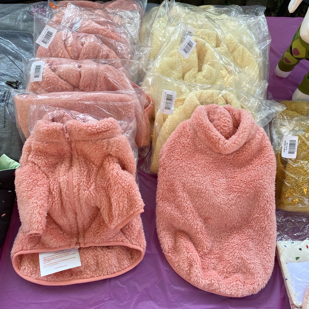 Cozy Pink and Yellow Fleece Dog Sweaters